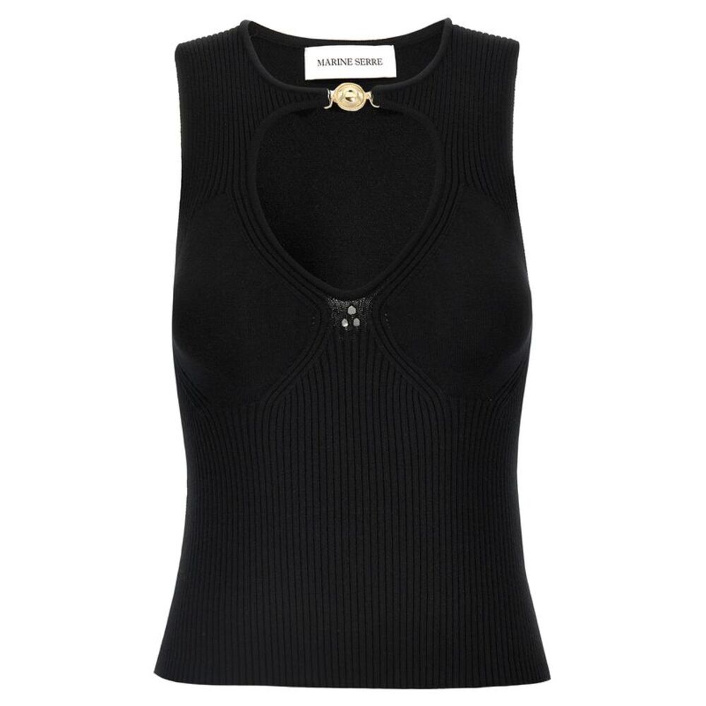Marine Serre Black Viscose Tank Women's Tops
